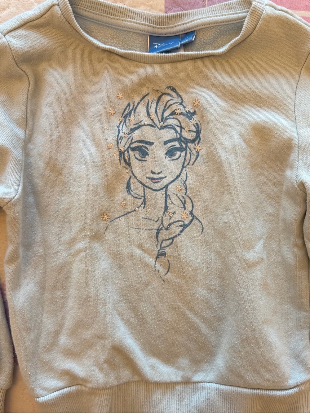 Disney Light Gray/Blue Elsa Sweatshirt with Script Detail